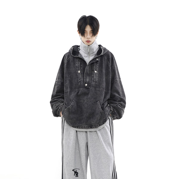 HOODED DENIM SWEATSHIRT