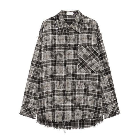 DISTRESSED SPLASH PLAID FLANNEL