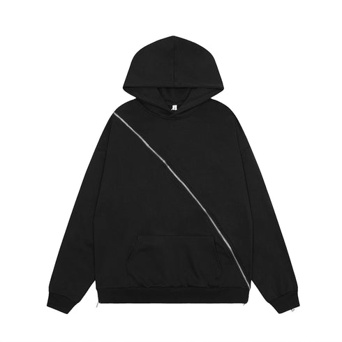CROSSWISE ZIPPER HOODIE