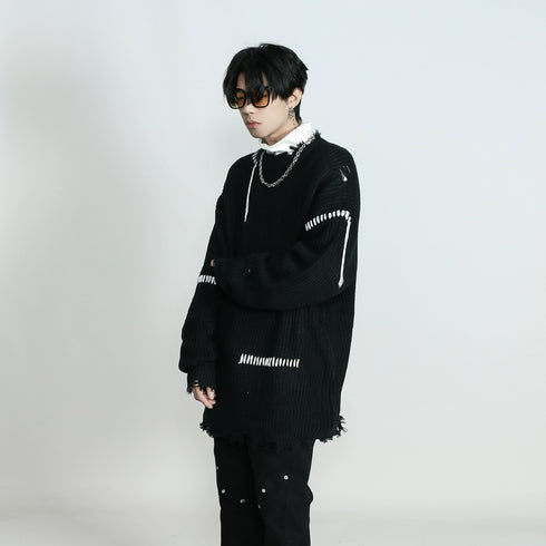 RIPPED KNITTED SWEATER