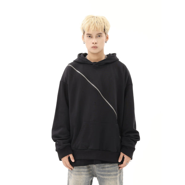 CROSSWISE ZIPPER HOODIE