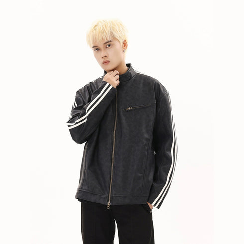 STRIPED MOTORCYCLE JACKET