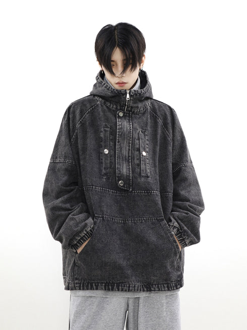 HOODED DENIM SWEATSHIRT