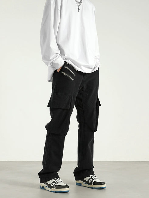 ZIPPER CARGO JEANS