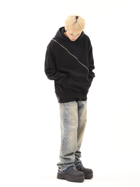 CROSSWISE ZIPPER HOODIE