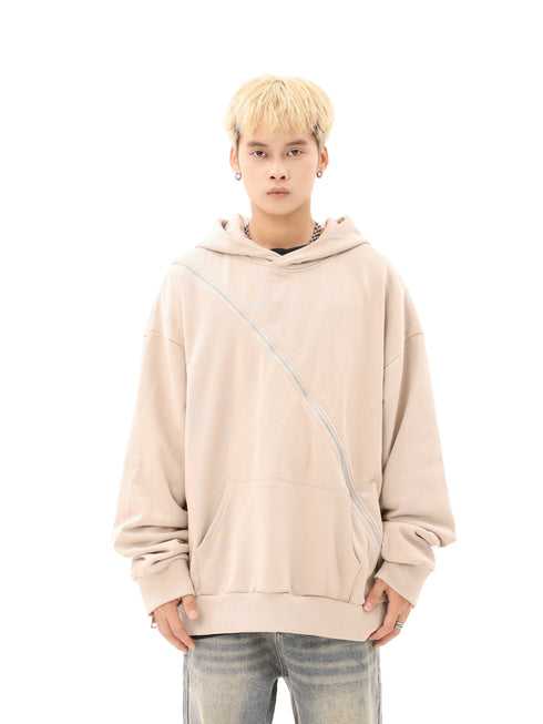 CROSSWISE ZIPPER HOODIE